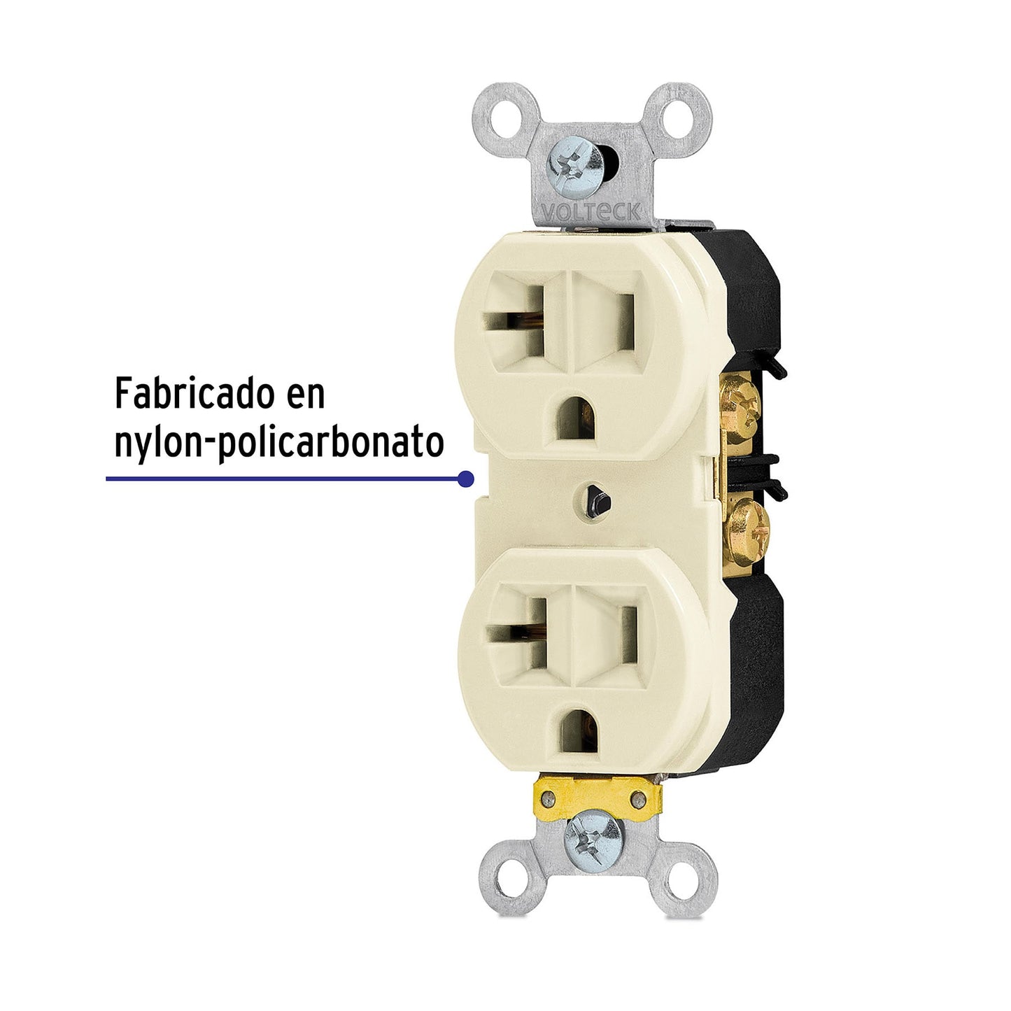 Contacto dúplex, 2 polos 3 hilos, 20 A, Standard, marfil | CODO-MS | 46100