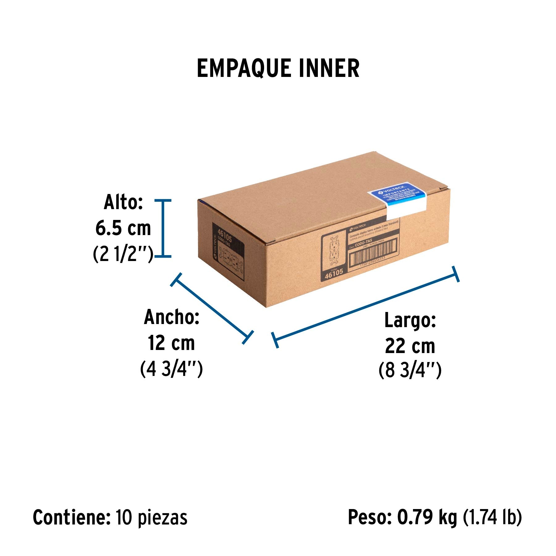 Contacto dúplex, tierra aislada, 15 A, línea standard | CODO-TAS | 46105