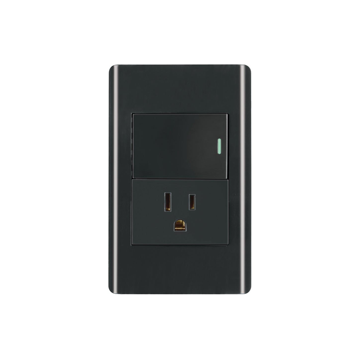 Placa armada negra interruptor y contacto 1.5 mód, Lisboa | PA-APCO15-LN | 47899