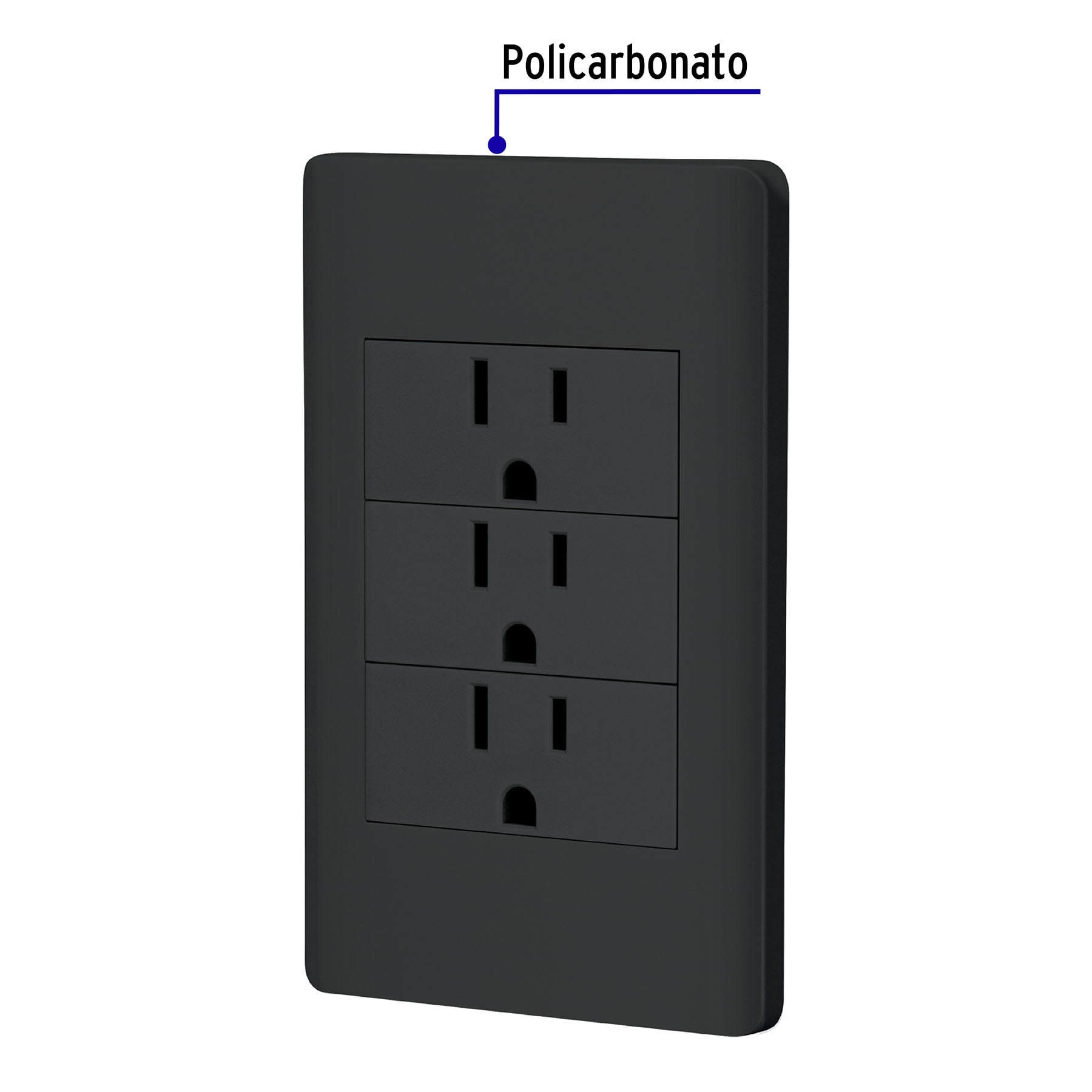Placa armada negra 3 contactos 1 módulo, Lisboa, Volteck | PA-COTR-LN | 47903